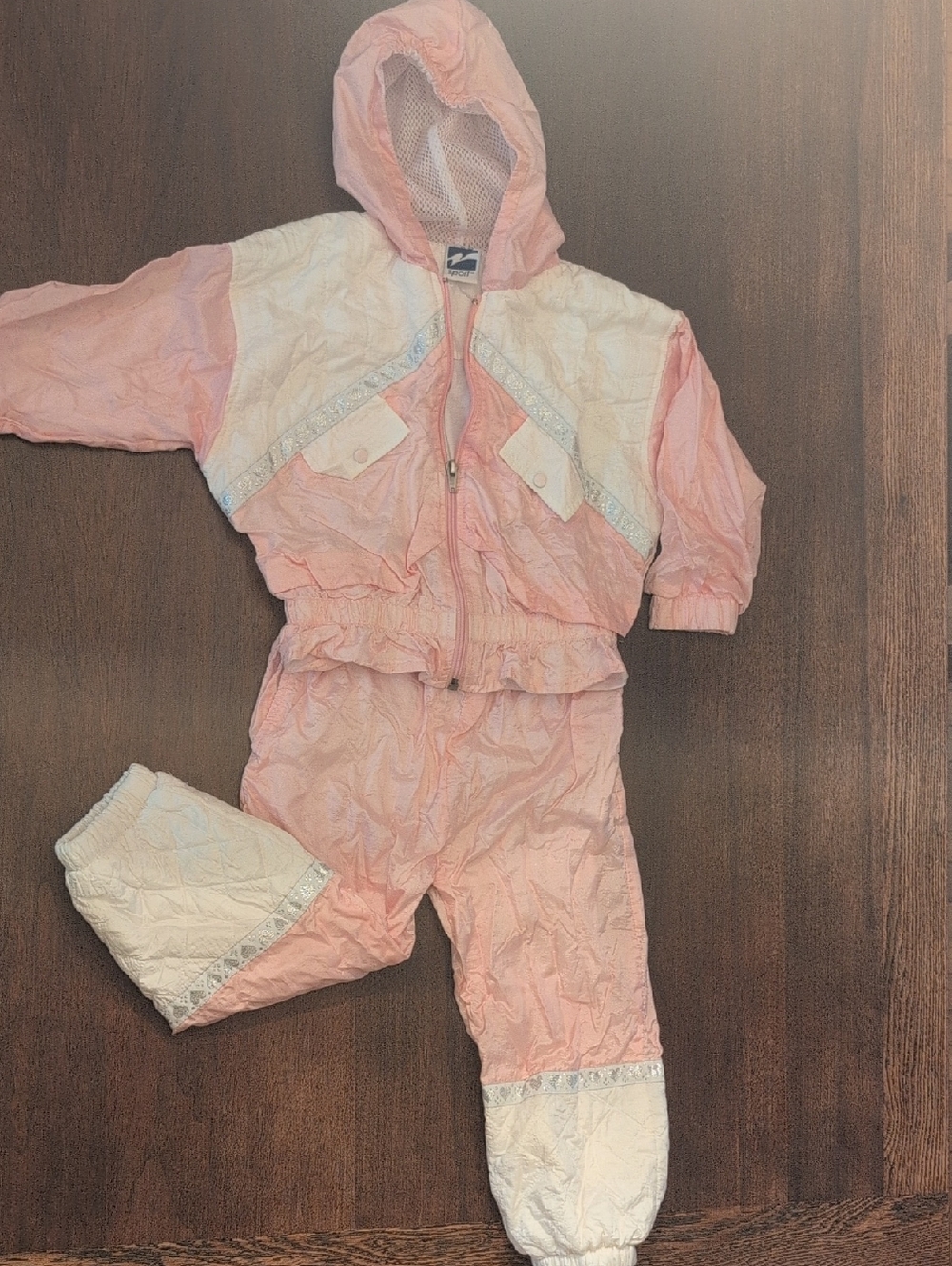 Vintage Authentic Pro Sport Pink and White Retro Windbreaker Set 3T Track Suit